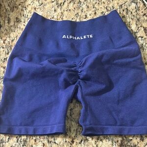 Alphalete Blue Bike Shorts High Waist Compression
